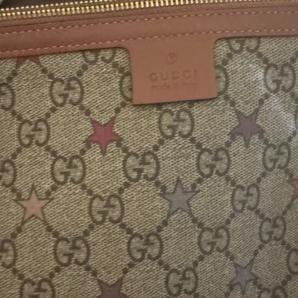 Gucci Women's Tote Bag GG Star Pattern Detachable Pouch Beige Brown Pink Purple